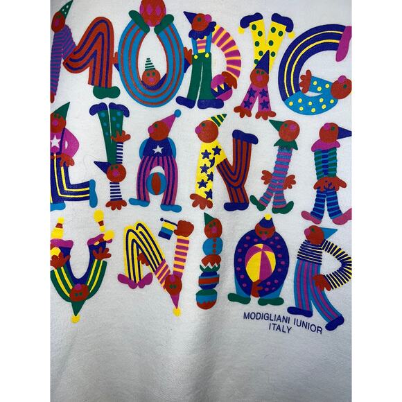 Modigliani Iunior Sweatshirt Italy Spellout Character Multicolor Crewneck Large - Picture 5 of 13